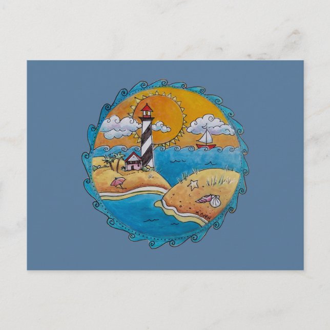 Summer beach fun sunny seashore coastal postcard (Front)