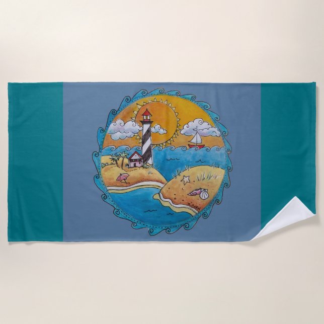 Summer beach fun sunny seashore coastal towel (Front)