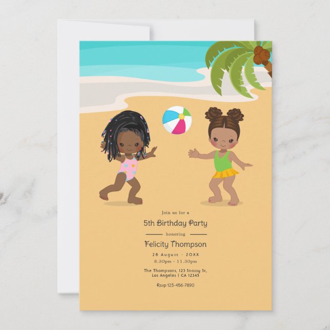Summer Beach Girl Birthday Party Invitation (Front)