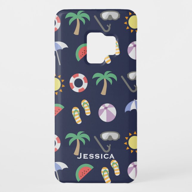 Summer Beach Holiday Blue Pattern Personalised Case-Mate Samsung Galaxy Case (Back)