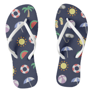 Summer Beach Holiday Blue Pattern Thongs