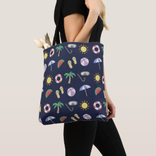 Summer Beach Holiday Blue Pattern Tote Bag