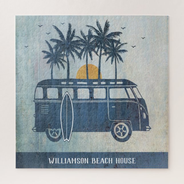 Summer Beach House Retro Surf Van Jigsaw Puzzle (Vertical)