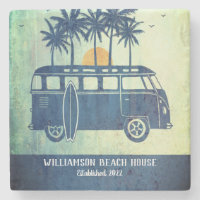 Summer Beach House Retro Surf Van Monogrammed