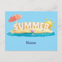 Summer Beach Island 3D Trendy Tropical Vacation