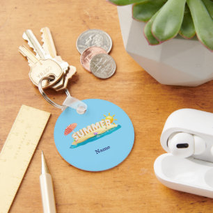 Summer Beach Island 3D Trendy Tropical Vacation Key Ring