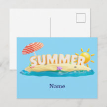 Summer Beach Island 3D Trendy Tropical Vacation
