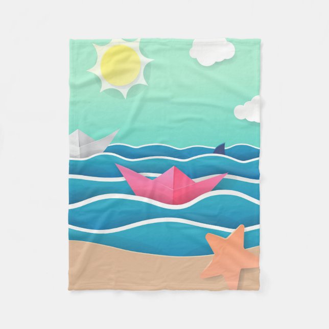 Summer Beach Landscape Fleece Blanket (Front)