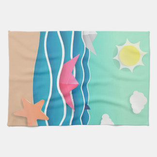 Summer Beach Landscape Tea Towel