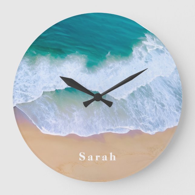summer beach modern minimalist ocean Wall Clock (Front)