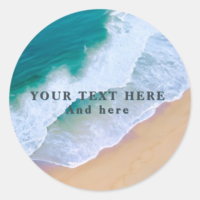summer beach modern wave ocean custom classic round sticker (Front)