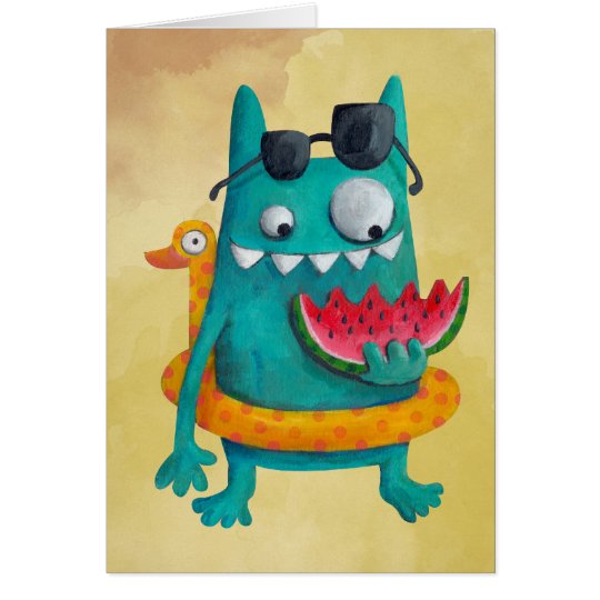 Summer Beach Monster Card