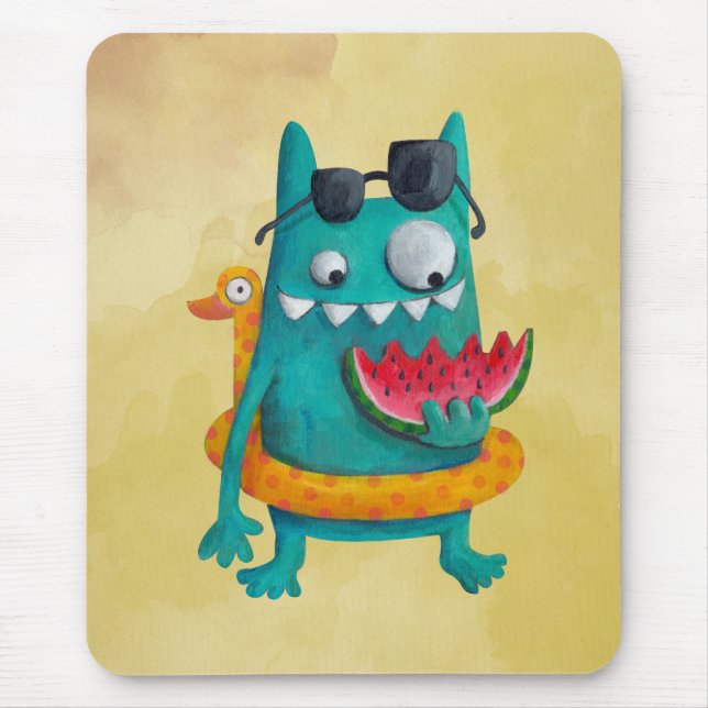 Summer Beach Monster Mouse Pad (Front)