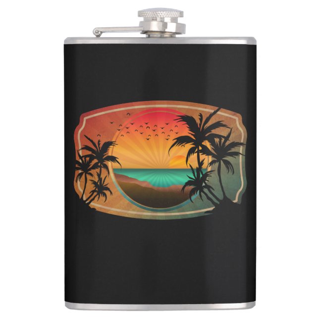 SUMMER BEACH NATURE VINTAGE HIP FLASK (Front)