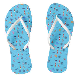 Summer Beach Nautical Blue Pattern Thongs