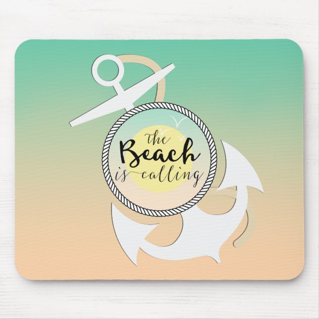 Summer Beach Nautical Typography Mouse Pad (Front)