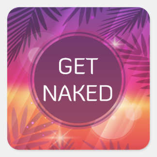 Summer Beach Night Palm Get Naked Square Sticker