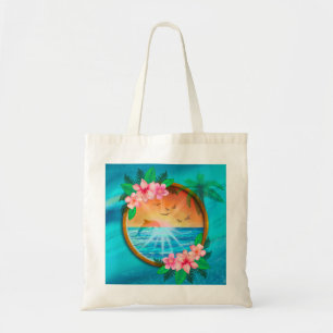 Summer Beach Ocean birds fly in sky and worm sunny Tote Bag