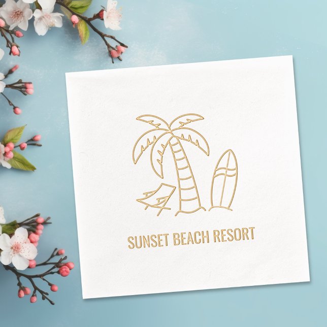 Summer Beach Palm Surfboard Resort Foil Napkins (Creator Uploaded)
