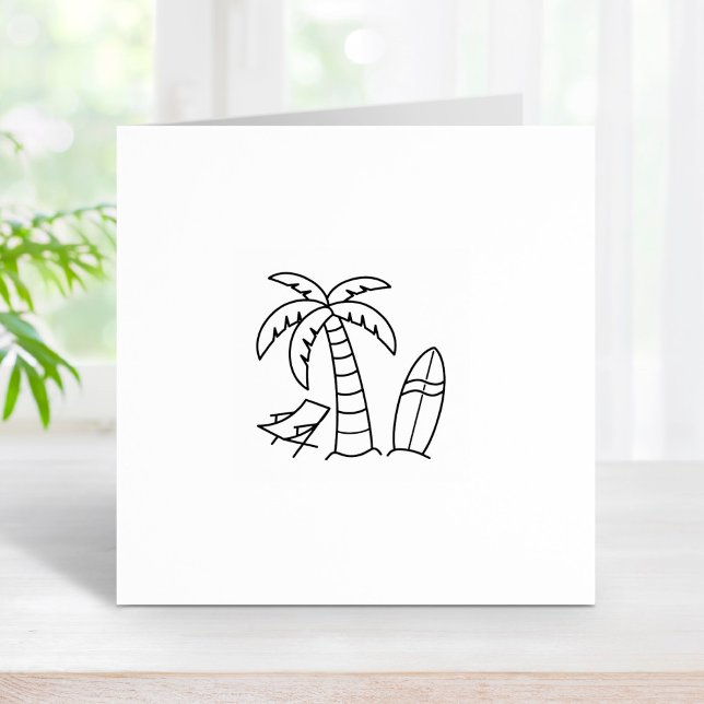 Summer Beach Palm Surfboard Rubber Stamp (Creator Uploaded)