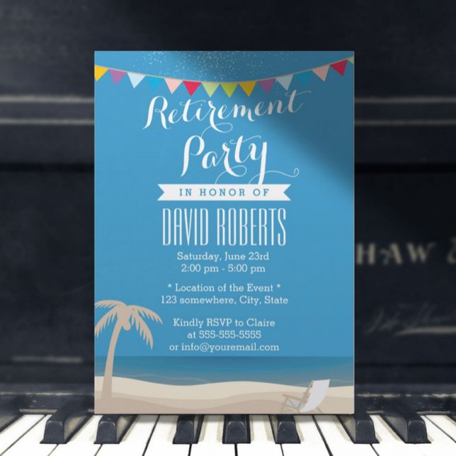 Summer Beach Palm Tree Retirement Party Invitation (Creator Uploaded)
