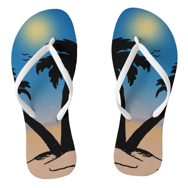 Summer Beach Palm Trees  Thongs (Footbed)