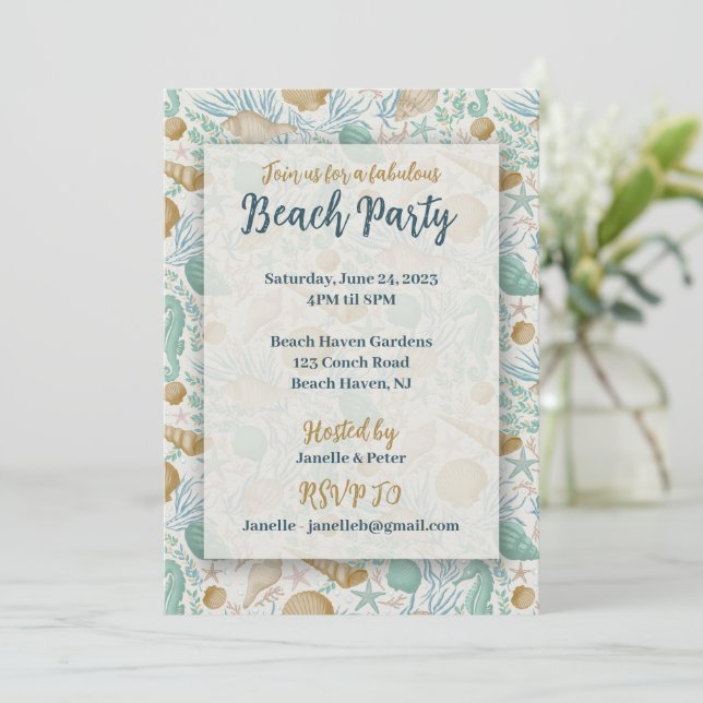 Summer Beach Party Flat Invitation, Size: 5" x 7" Invitation (Standing Front)