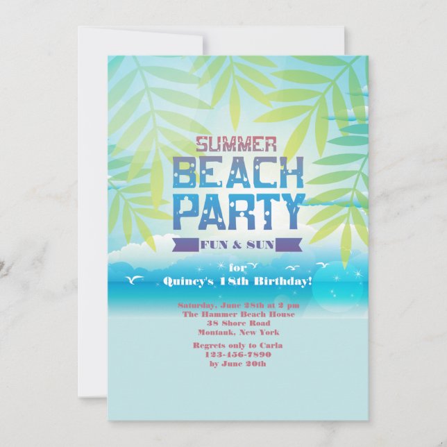Summer Beach Party Invitation (Front)