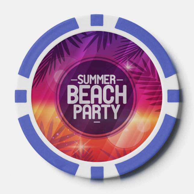 Summer Beach Party Night Poker Chips (Front)