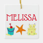 Summer Beach Party Sandcastle Starfish Pail Shovel Ceramic Ornament<br><div class="desc">Ornament features an original marker illustration of a sandcastle,  starfish,  and beach pail with shovel. Just personalise with your information.

This seashore design is also available on other products. Don't see what you're looking for? Need help with customisation? Contact Rebecca to have something designed just for you.</div>
