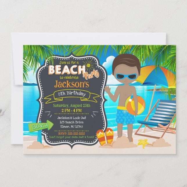 Summer Beach Party Tropical Boy Birthday Invitation (Front)