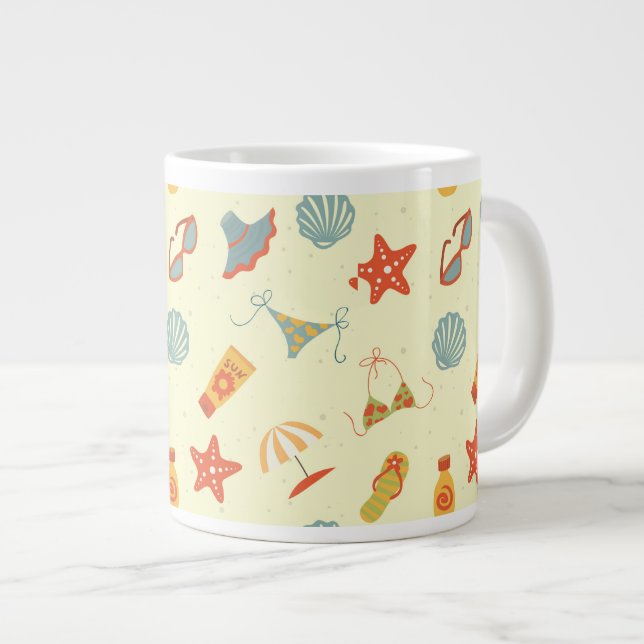 Summer Beach Pattern Large Coffee Mug (Front Right)