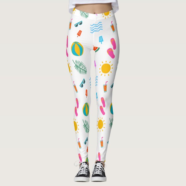 Summer Beach Pattern Leggings (Front)