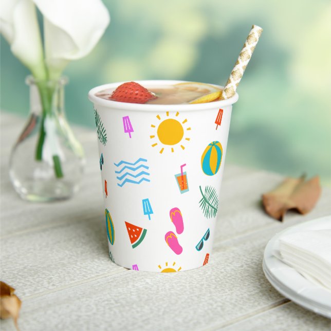 Summer Beach Pattern Paper Cups (Insitu)
