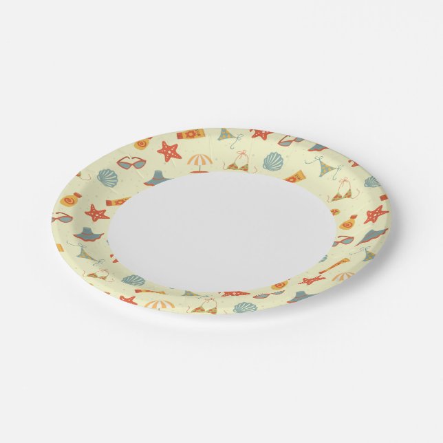 Summer Beach Pattern Paper Plate (Angled)