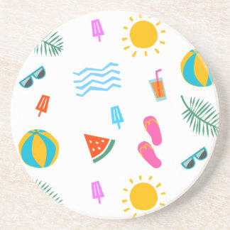 Summer Beach Pattern Sandstone Coaster