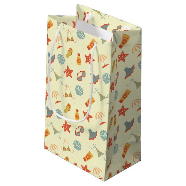 Summer Beach Pattern Small Gift Bag (Back Angled)