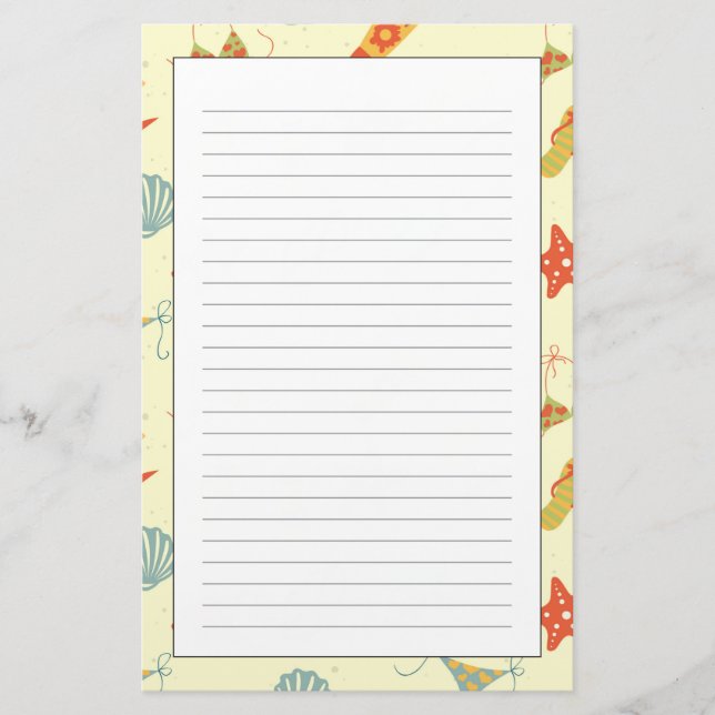 Summer Beach Pattern Stationery (Front)