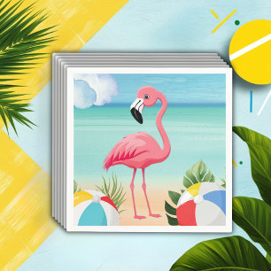 Summer Beach Pink Flamingo Baby Shower Napkin