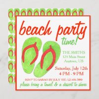 Summer Beach Pool Party Green Flip Flop Sandals