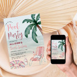 Summer Beach Pool Party Sweet Sixteen Invitation<br><div class="desc">Throw a beach party for your daughter's sweet sixteenth birthday with this cool and chic invitation featuring watercolor summer elements and beach front.</div>