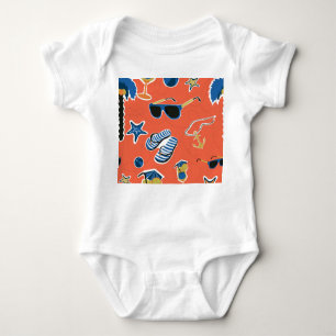 Summer Beach: Relaxing Seamless Pattern. Baby Bodysuit