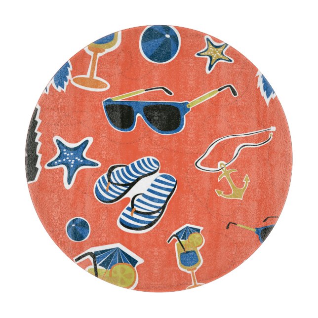 Summer Beach: Relaxing Seamless Pattern. Cutting Board (Front)