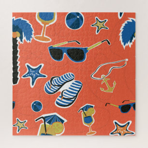 Summer Beach: Relaxing Seamless Pattern. Jigsaw Puzzle
