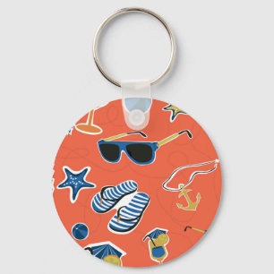 Summer Beach: Relaxing Seamless Pattern. Key Ring
