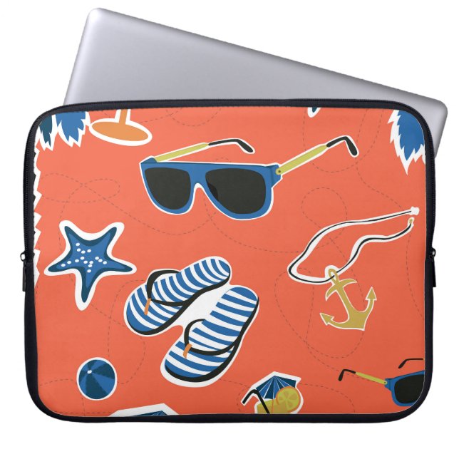 Summer Beach: Relaxing Seamless Pattern. Laptop Sleeve (Front)