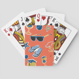 Summer Beach: Relaxing Seamless Pattern. Playing Cards