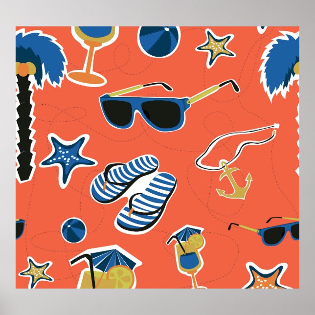 Summer Beach: Relaxing Seamless Pattern. Poster (Front)
