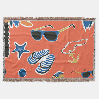 Summer Beach: Relaxing Seamless Pattern. Throw Blanket