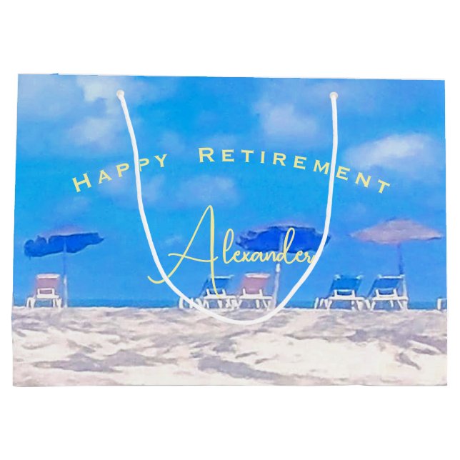 Summer Beach Retirement Party Large Gift Bag (Back)